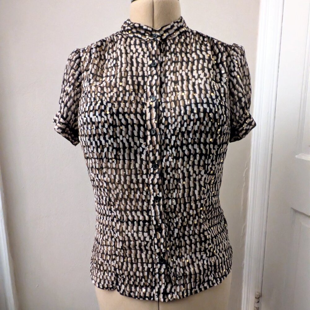 vintage y2k brown/gold button-up sequined blouse by BCX L